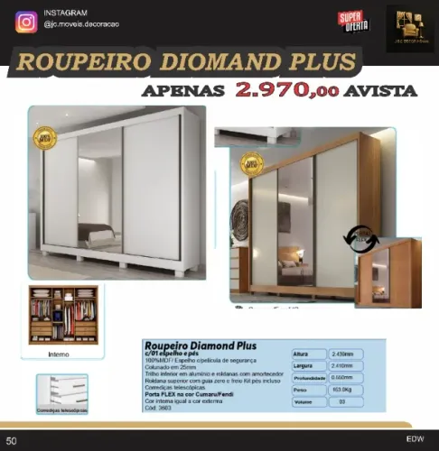 ROUPEIRO COM ESPELHO DIAMOND PLUS