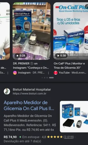 Medidor de Glicemia Digital R$75