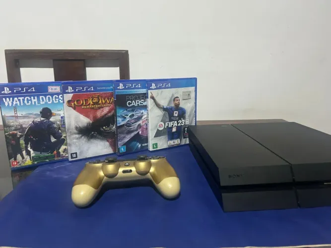 PLAYSTATION 4 FAT +CONTROLE +JOGOS