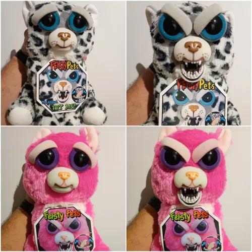 Kit 2 pelúcias Feisty Pets - Gata rosa + Leopardo das Neves
