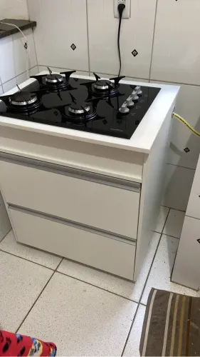 Fogão cooktop com balcão com 2 gavetas