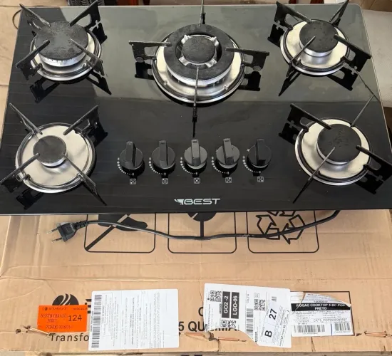 Fogão 5 bocas cooktop tripla chama seminovo acendimento elétrico