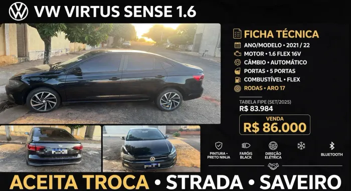 Volkswagen Virtus Sense 1.6 Flex 16V 5P Aut. (pcd) 2022