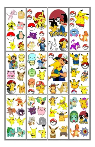 Tatuagens temporárias do pokemon festa de aniversário