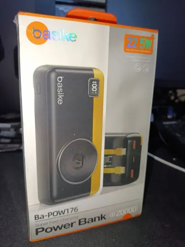 Bateria Portátil 20.000 mAh Original basike 22.5 e de potência C/ cabo C e Lightning