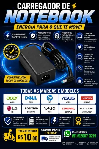 Carregador de Notebook - várias marcas e modelos