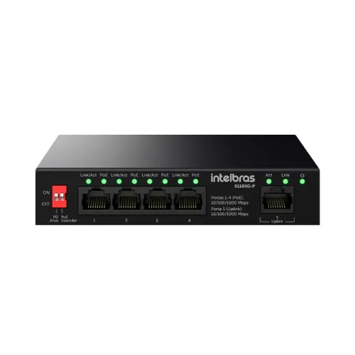 Switch Não Gerenciável PoE 5 Portas Gigabit Ethernet S1105G-P
