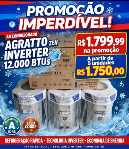 AR-CONDICIONADO AGRATTO ZEN 12.000 MIL BTUS INVERT