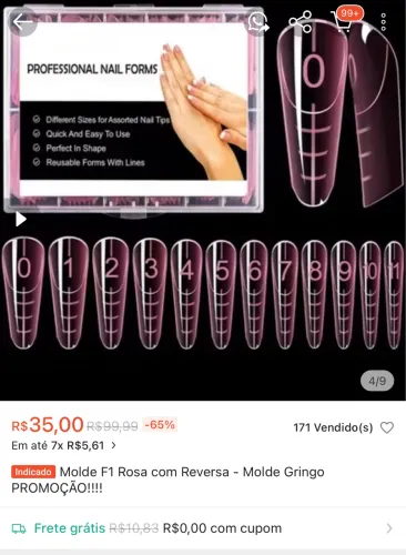 Molde de unhas para francesa reversa