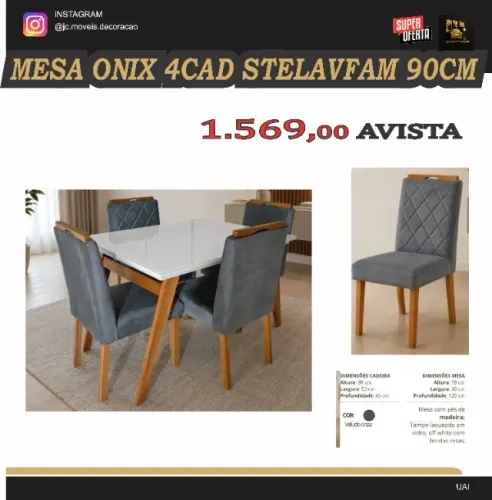 MESA ONIX 4 CADEIRAS