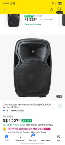 Caixa de som Ativa Hayonik 600w .