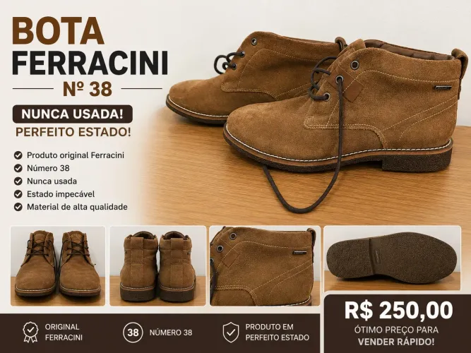 BOTA FERRACINI ORIGINAL - N° 38 - NUNCA USADA
