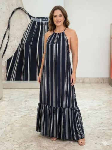 Modas 593 vestido longo frente única TAM m