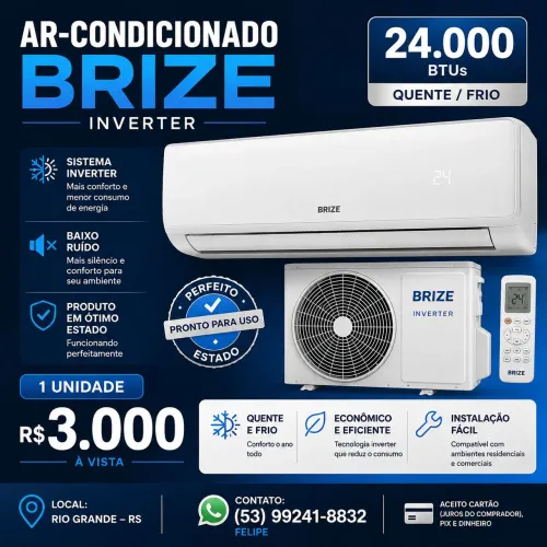 Ar-Condicionado Brizee Inverter 24.000 BTUs/ ?Quente/Frio 220V, última unidade!