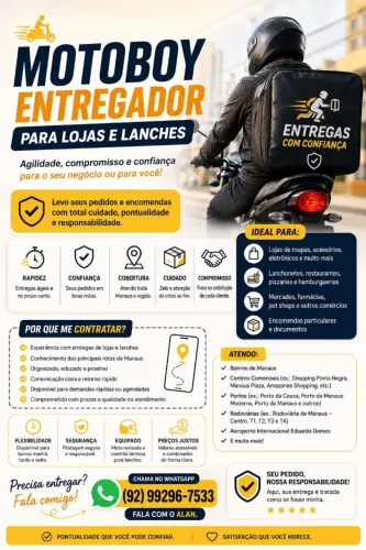 Estou disponível pra fazer suas entregas só chamar