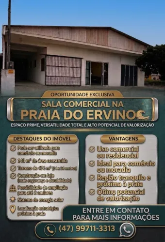 SALA COMERCIAL NO ERVINO 140m² | POTENCIAL PARA RENDA E NOVOS NEGÓCIOS