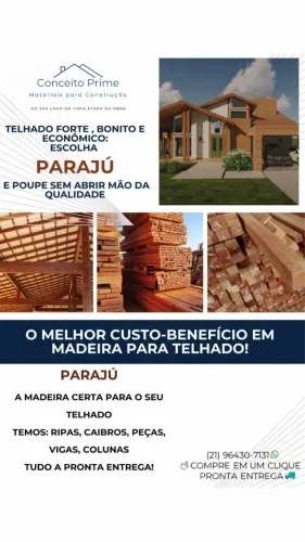 Madeira Parajú - Telhado Forte, bonito e com preço baixo!