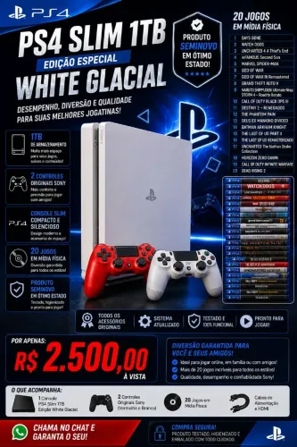 Ps4 Slim branco 1 Tb