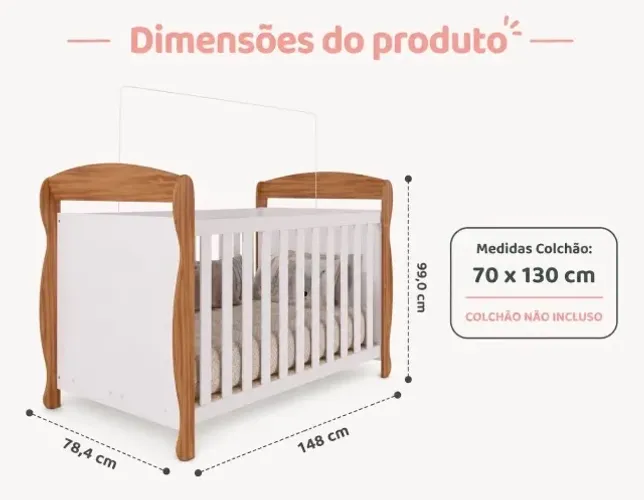 Berço padrão americano 3 em 1