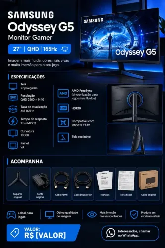 Monitor Gamer Curvo Samsung Odyssey G5 27"