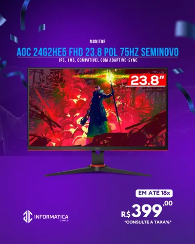 MONITOR AOC 24G2HE5 FHD 23,8 POL 75HZ SEMINOVO