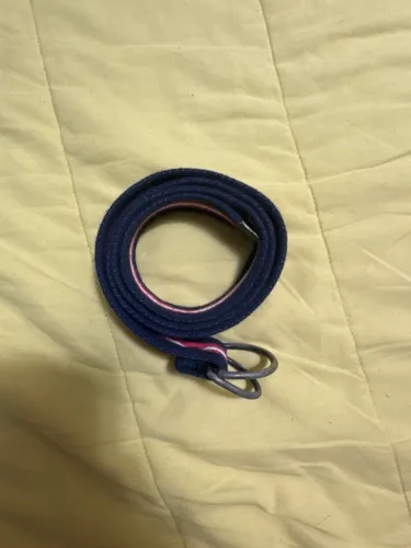 Cinto Infantil Listrado Azul Marinho Vermelho Fivela Anel Duplo