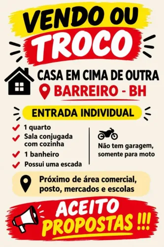 VENDO CASA EM BELO HORIZONTE/ BARREIRO / ENTRADA + PARCELAS