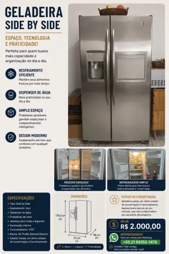 Geladeira GE Profile Side by Side Inox