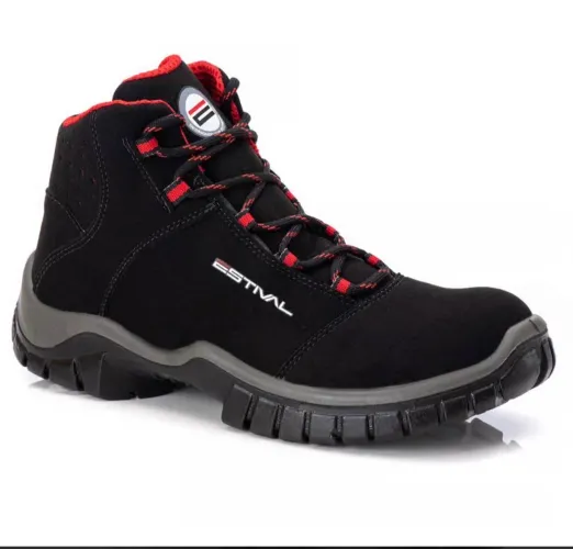 Bota de Segurança em Microfibra-Preto e Vermelho-Estival-EN10071S2-CA 44558 TAMANHO:39