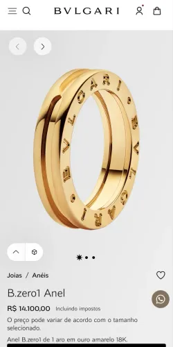 Anel de ouro bvlgari Bzero1