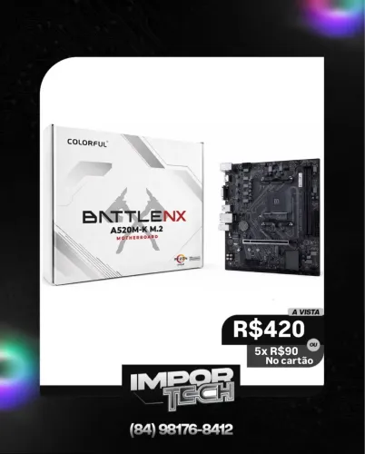 Placa Mãe Colorful BATTLE-AX A520M-K. @importech_084