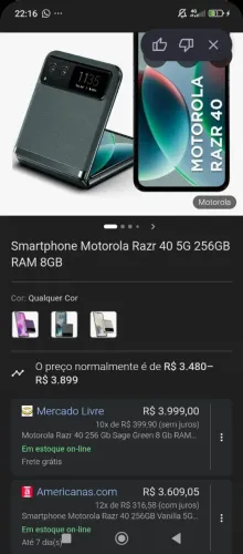 Celular Motorola Z 40 256 gigas