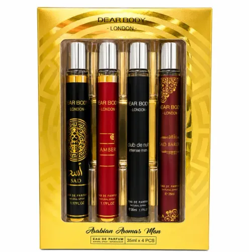 Kit 4 Perfumes Árabes Masculino Asad Amber Club De Intense Savage 35ml Eau De Parfum Portá