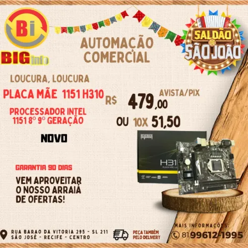 Placa Mãe Intel Lga1151 3.0 Chipset H310 Lan 32gb Sata 6gbps