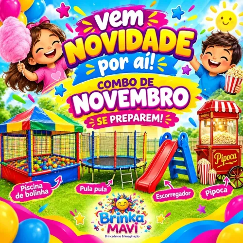 Pula pula, algodão doce e pipoca