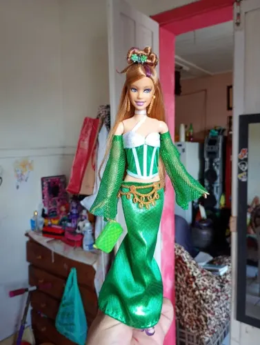 boneca barbie ruiva vestido baile