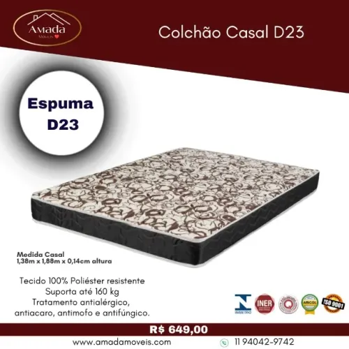 Colchão casal espuma D23, a pronta entrega