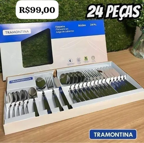 Faqueiro 24 peças inox tramontina novo