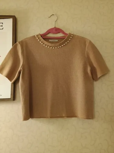 blusa de tricô zara trafaluc caramelo