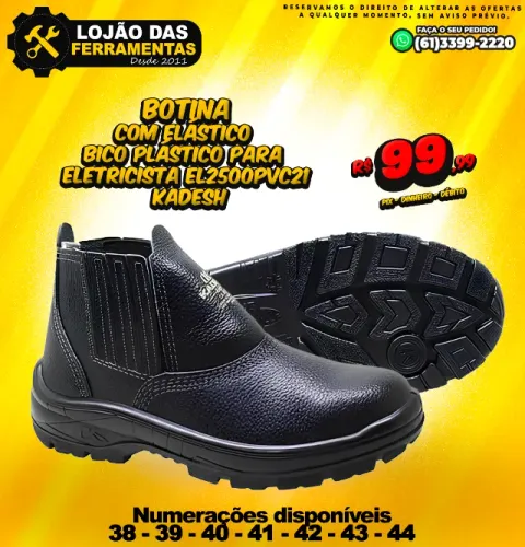 Botina Com Elástico Bico Plástico Para Eletricista EL2500PVC21 Kadesh