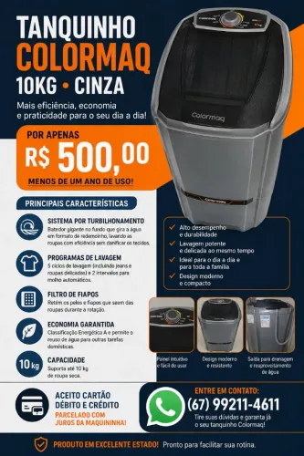 Máquina Tanquinho Colormaq