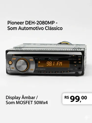 Som Automotivo Pioneer DEH-2080MP - MP3/WMA/Auxiliar