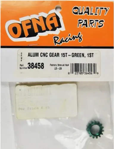 Engrenagem CNC de alumínio Ofna 38458 15T - Verde 1º OFN38458