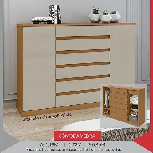 Cômoda VEDRA amendoa clean