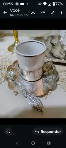 Conjunto de café com bandeja trabalhados 