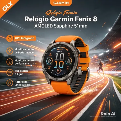 Relógio Garmin Fenix 8 AMOLED Sapphire51 mm com GPS/Wi-Fi 