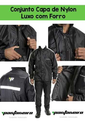 Promoção Capa de Chuva Pantaneiro Luxo de Nylon com Forro e Gola