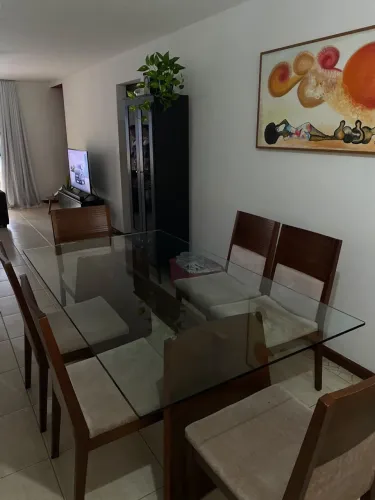Mesa tampo de vidro 100x180cm cadeiras de brinde