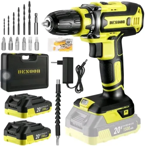 Parafusadeira Furadeira 20V Sem Fio + 2 Baterias + Maleta + Acessórios | 2x Sem Juros