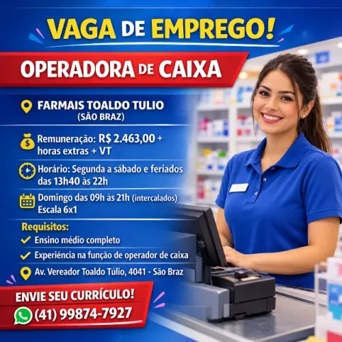 OPERADOR DE CAIXA - INICIO IMEDIATO
